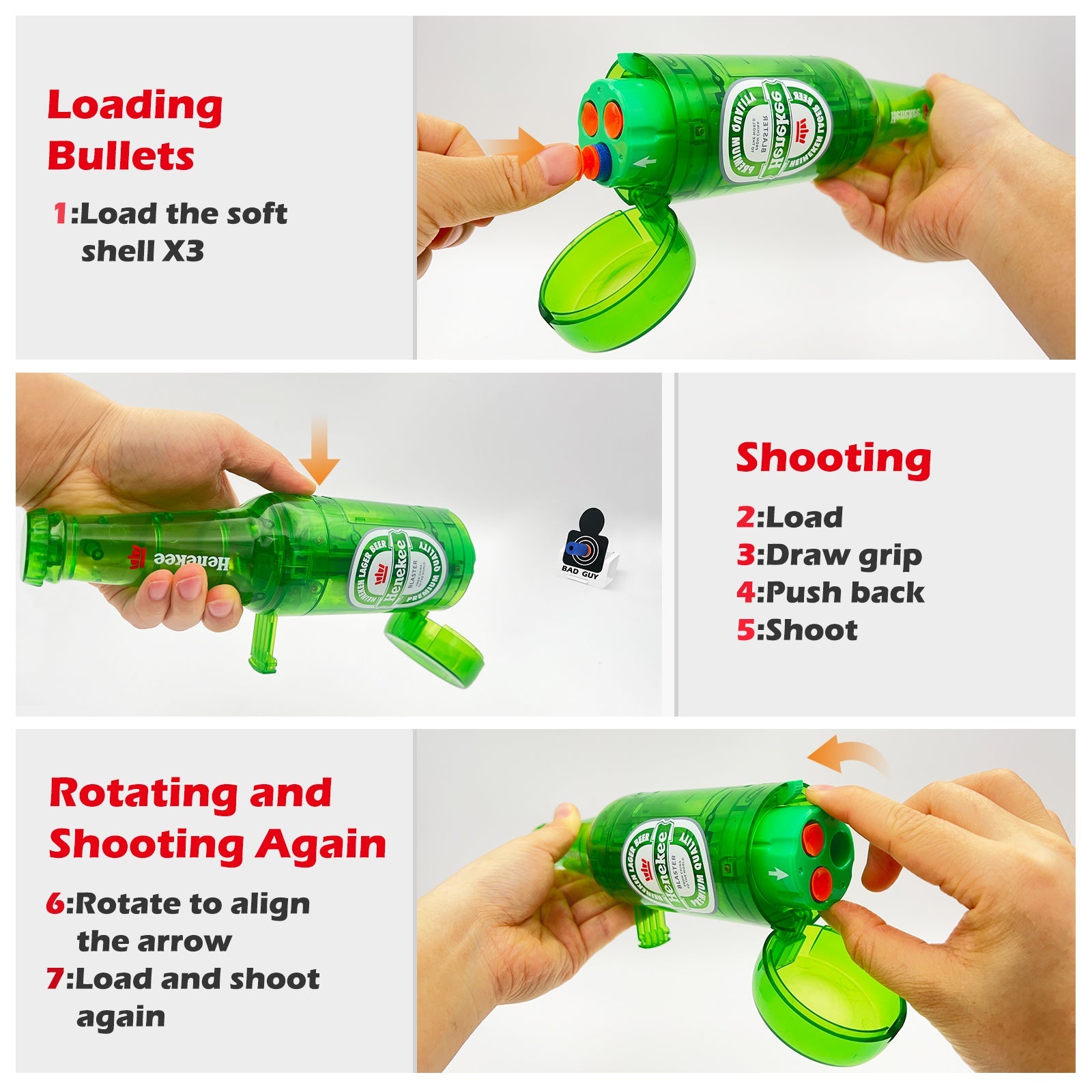 Drink Bottle Toy Gun with Foam Dart Bullets, Toy Foam Blaster Guns for Boy & Girl, Soda Blaster Guns Shooting Model,