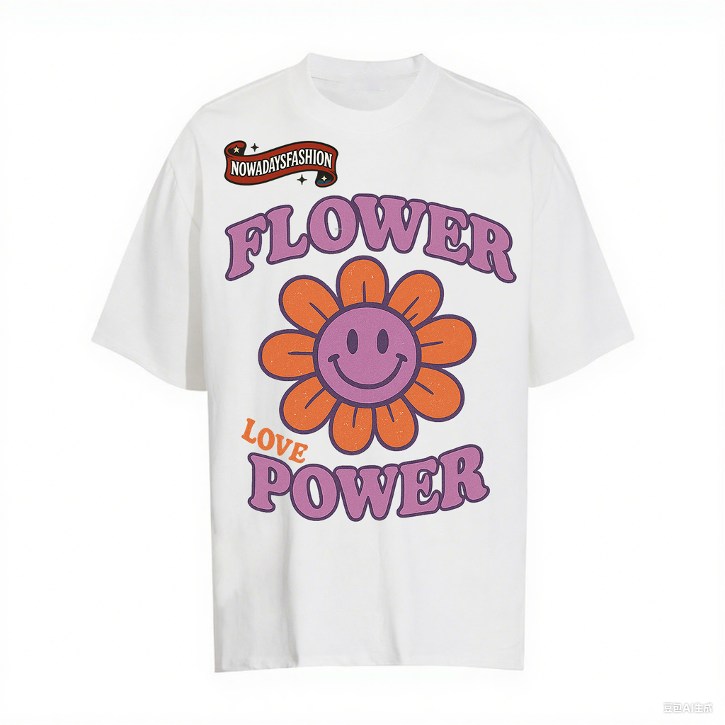 Women's Retro Flower Power Graphic T-Shirt – Smiley Face & Love Print Tee