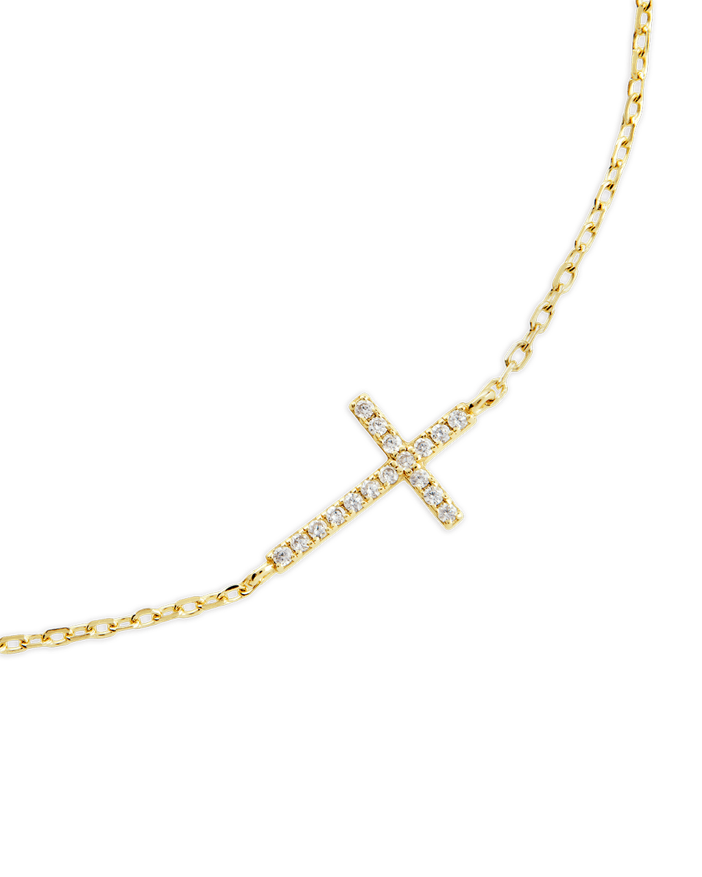 Sterling Silver Delicate CZ Cross Bracelet
