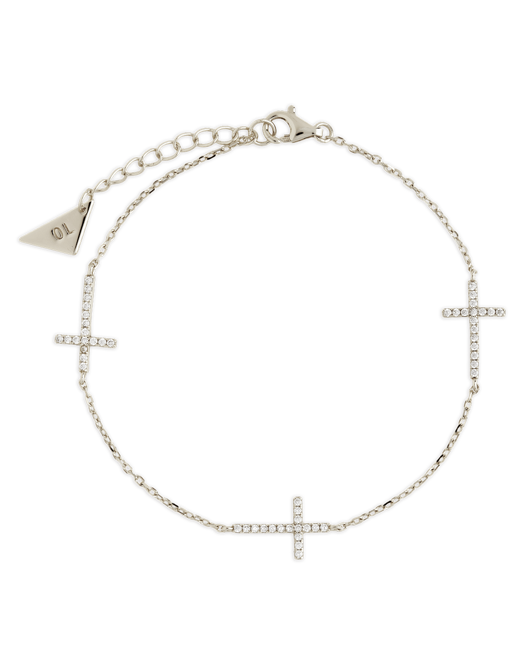 Sterling Silver Delicate CZ Cross Bracelet