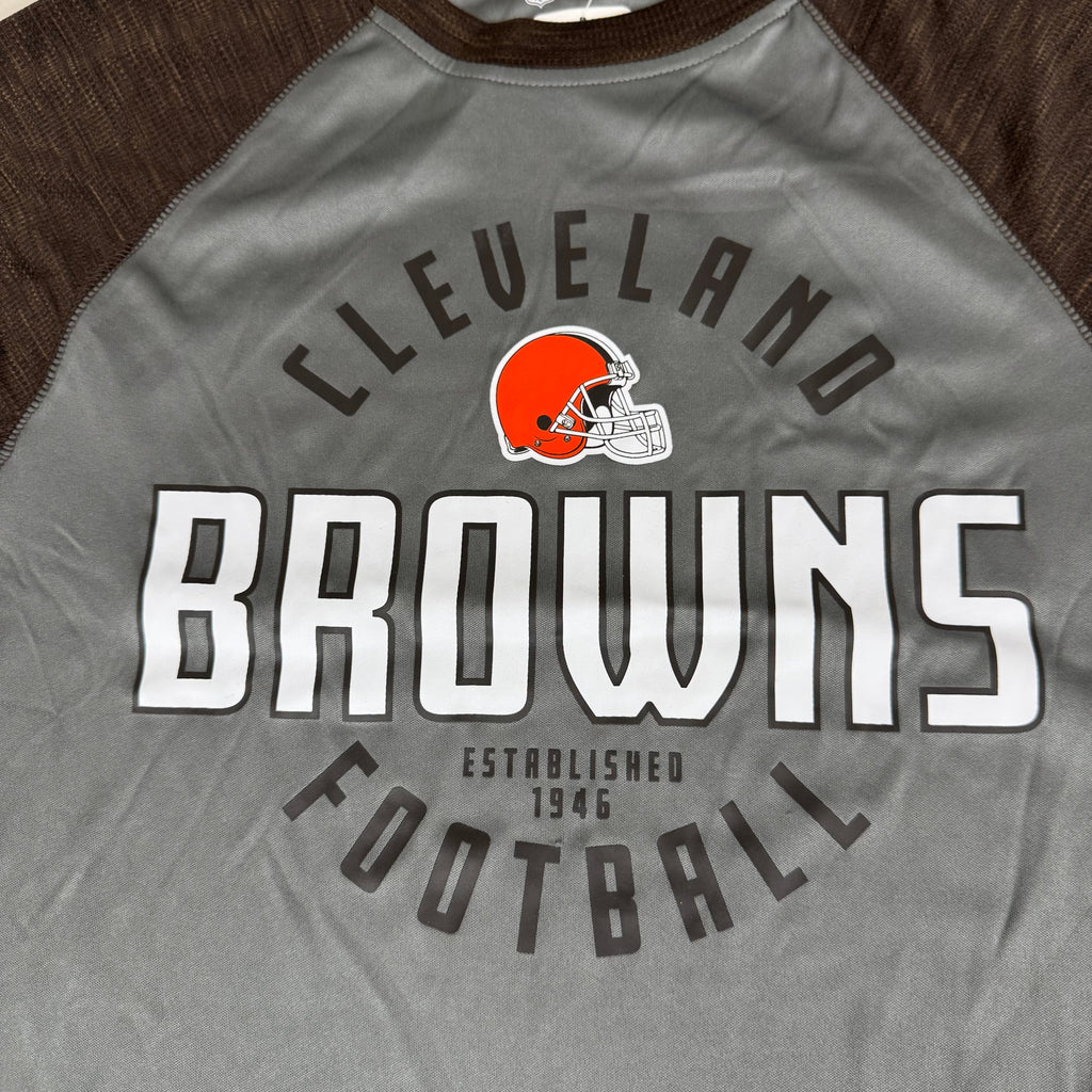 NFL Cleveland Browns Long Sleeve Shirt XL Brown/Grey 1802970 Established 1946