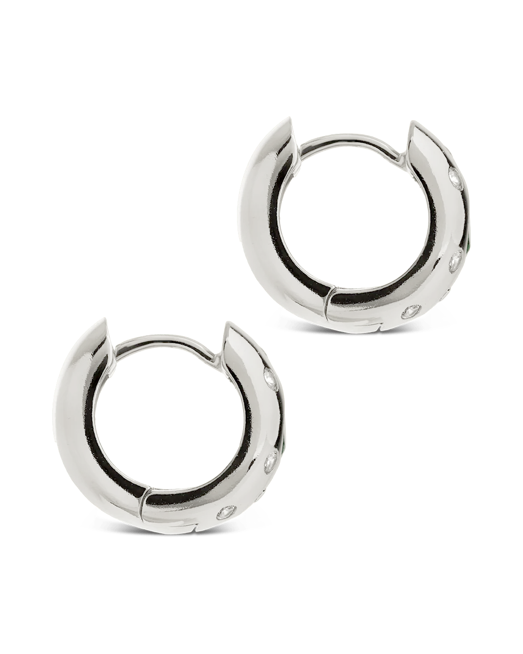Mixed CZ Chunky Huggie Hoops