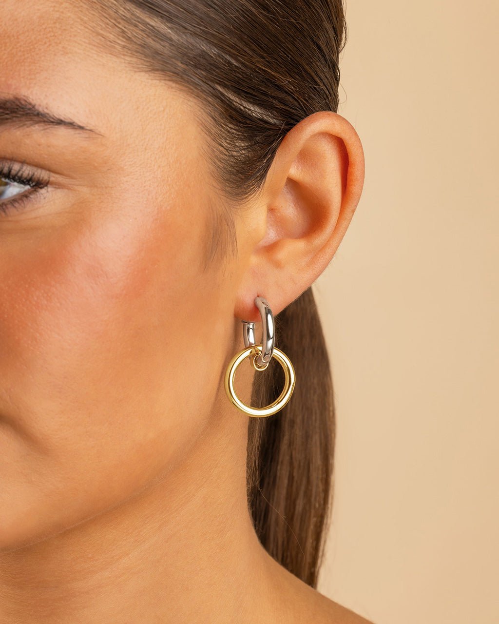 Jemma Two-Tone Double Circle Earrings