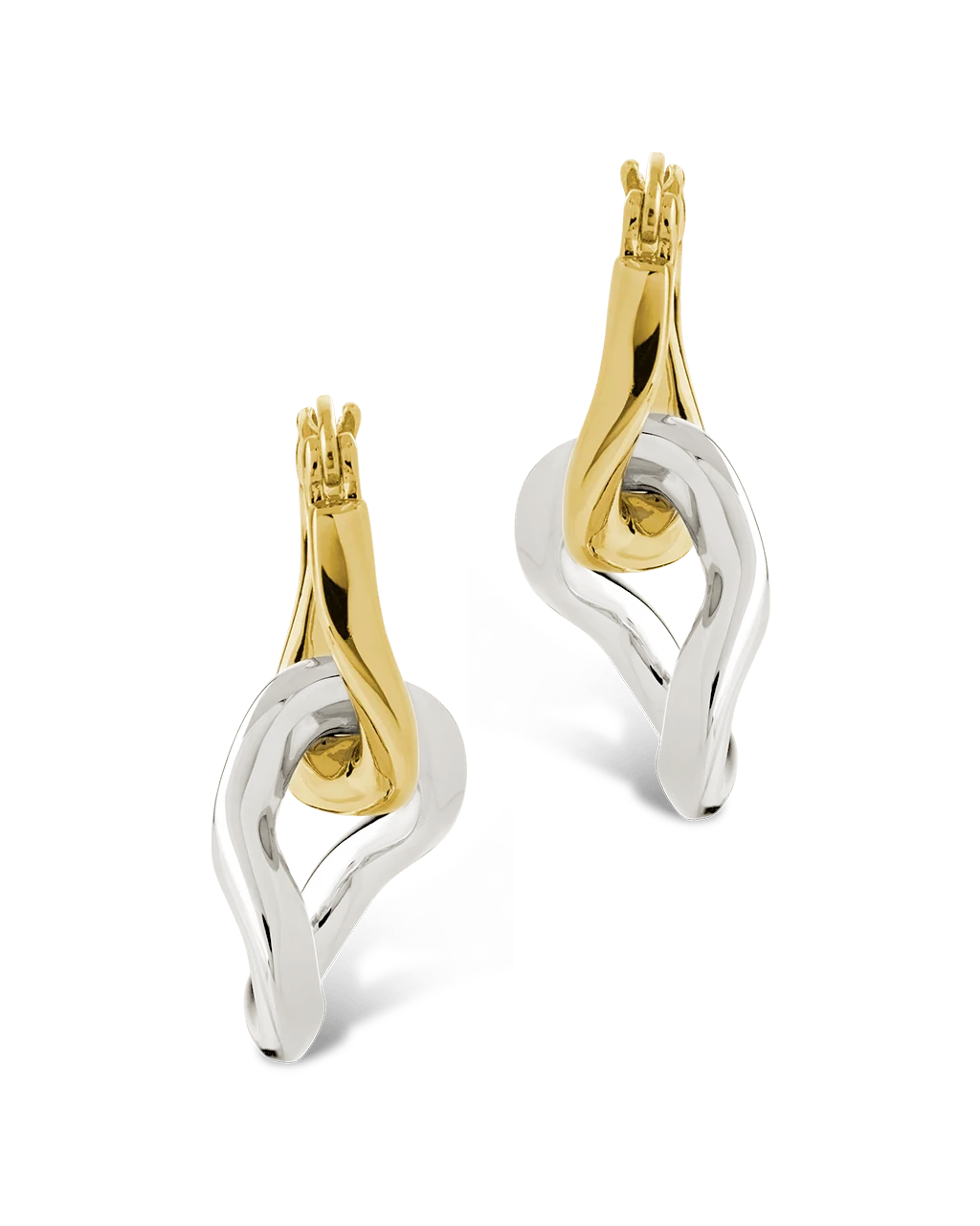 Trudy Dualtone Chainlink Drop Hoops