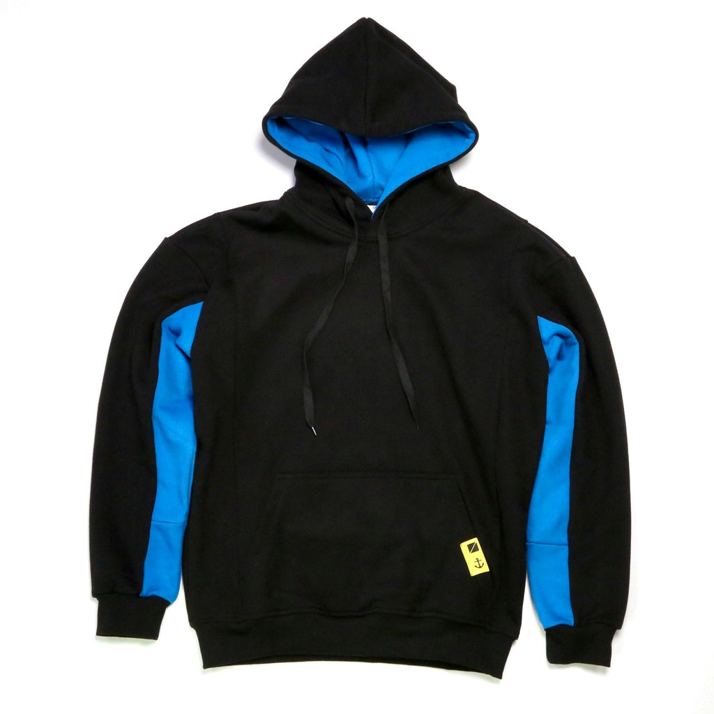 Paneled Pullover Hoodie - Azure / Black