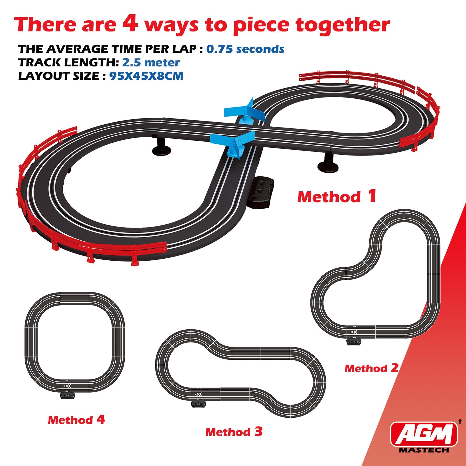 MR-01 Slot Car Racing Set – 4 Cars Deluxe Electric Race Track with Lights for 2 Players