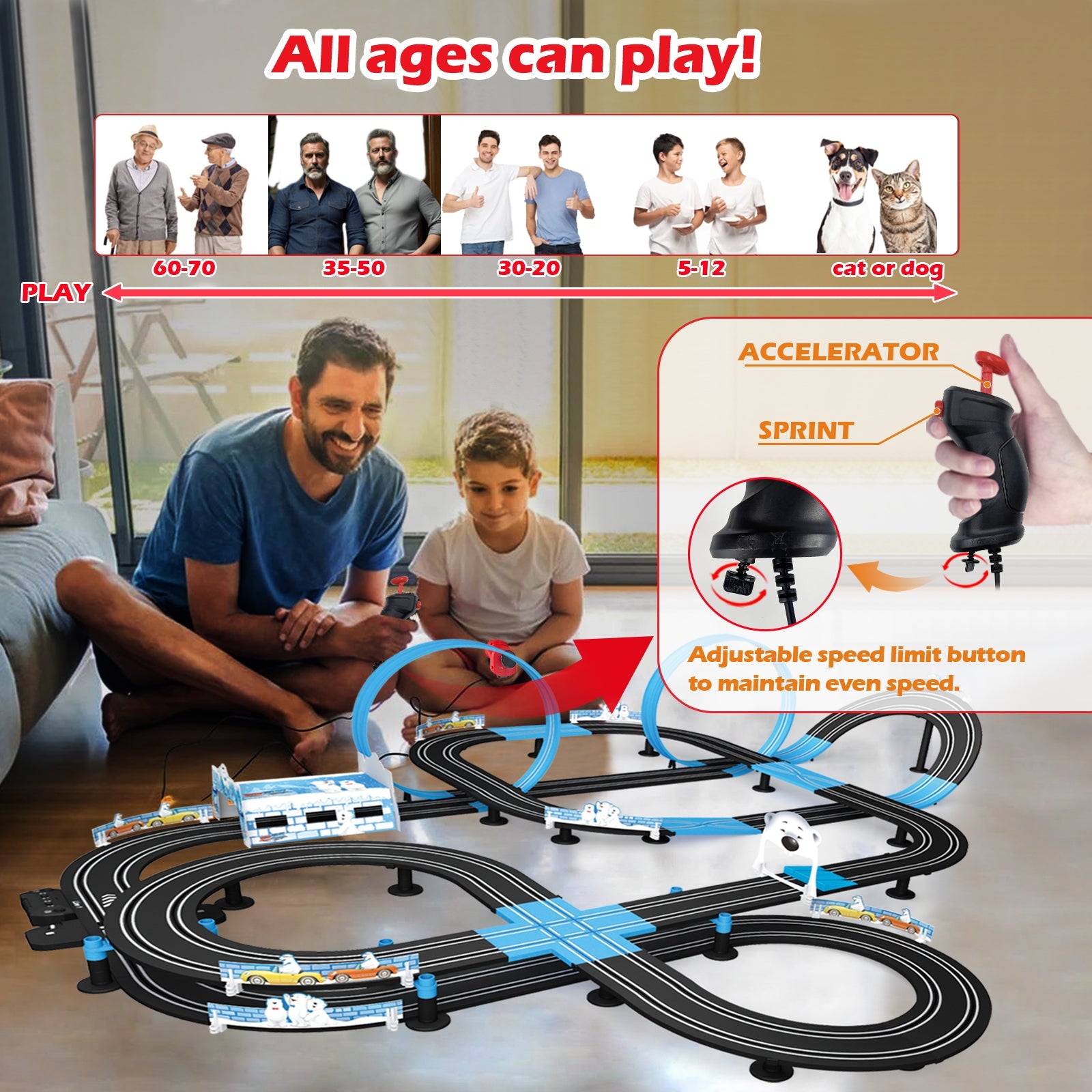 MR-06L Victory Set Slot Car Racing Track – High-Speed Electric Racing Game for Kids & Families