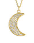 Pave CZ Moon Crescent Pendant