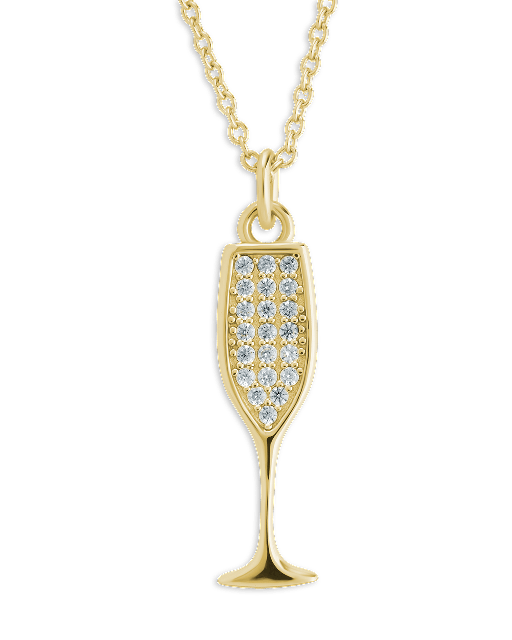 Pave CZ Champagne Flute Pendant