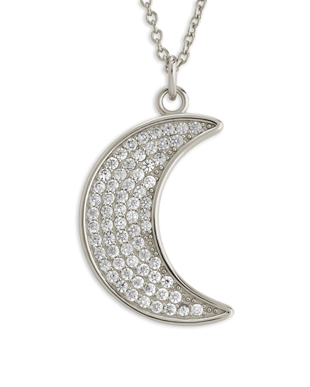 Pave CZ Moon Crescent Pendant