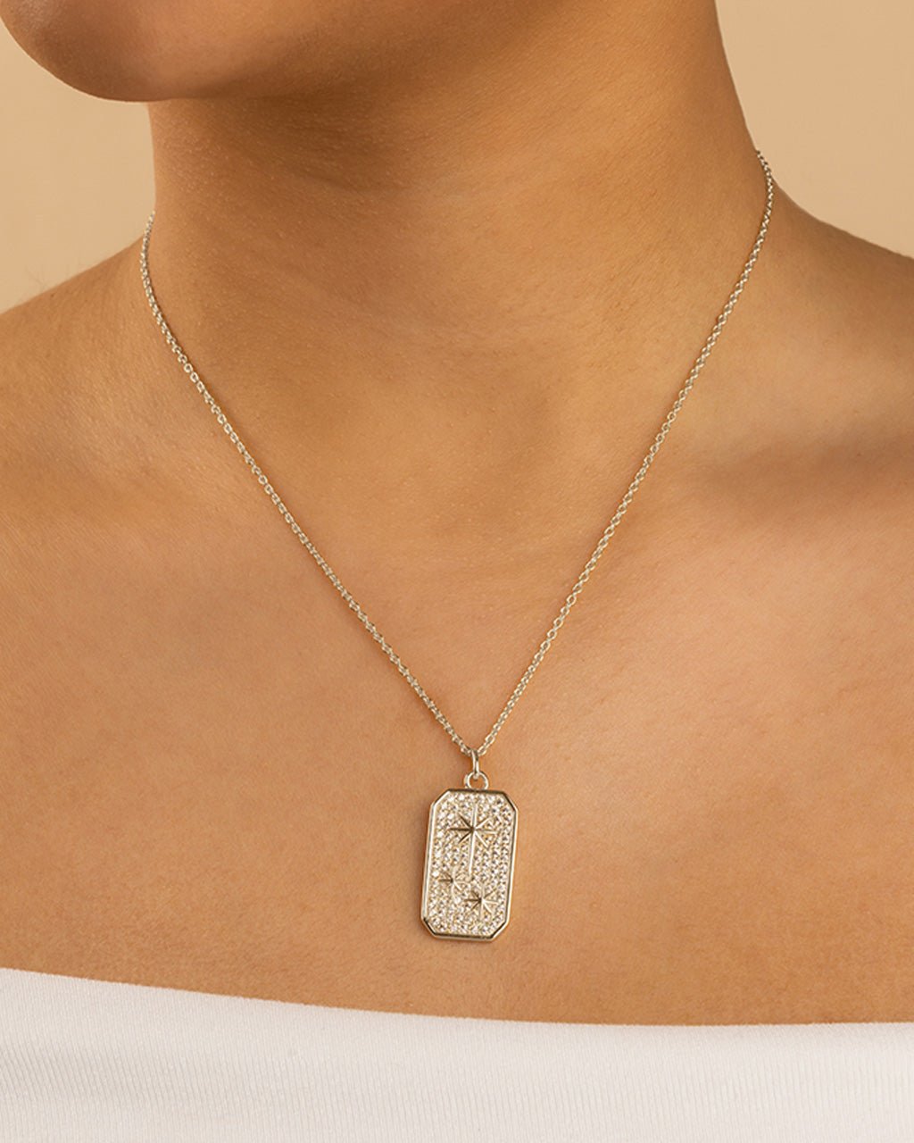 Pave CZ North Star Pendant