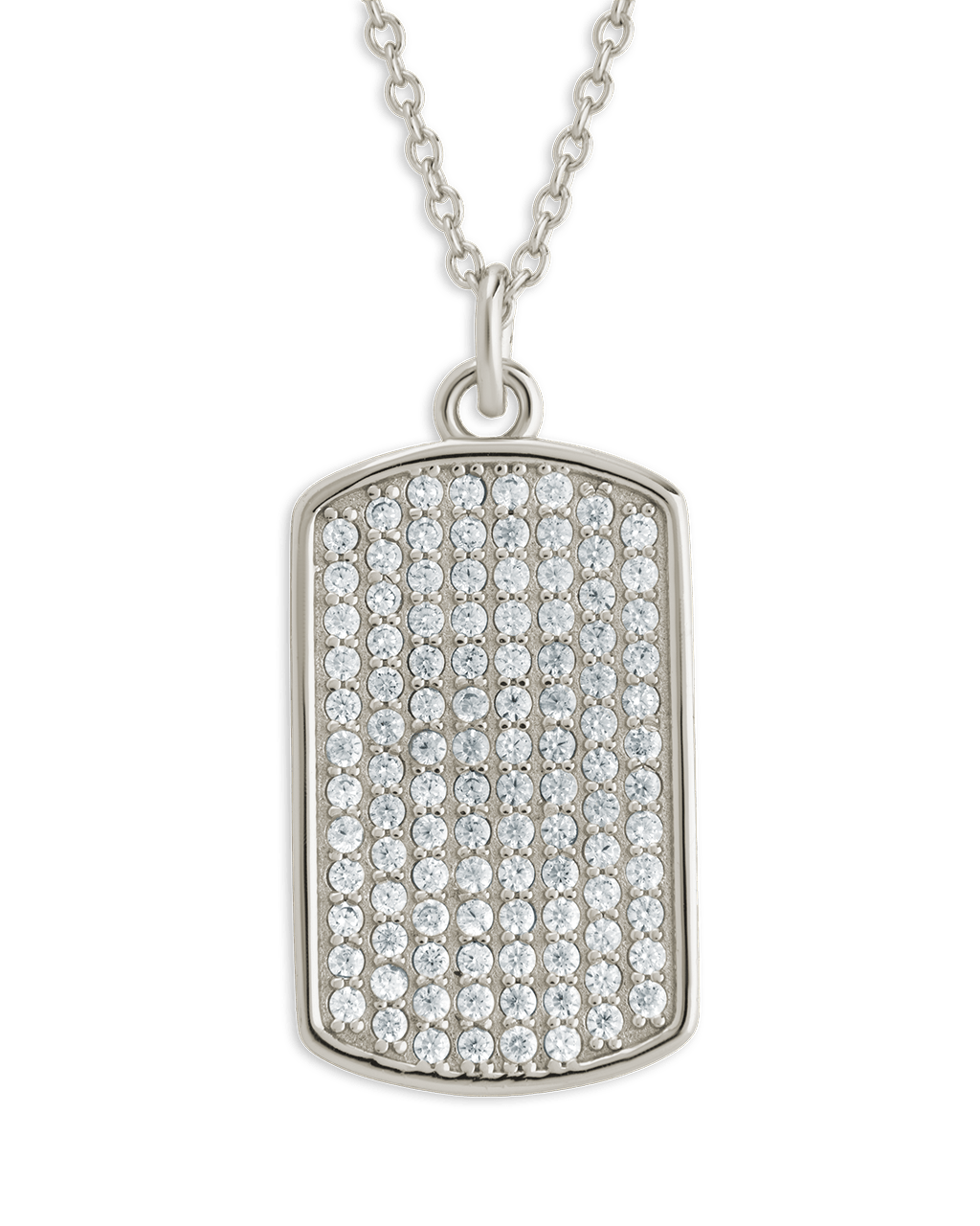 Pave CZ Rounded-edge Rectangle Pendant