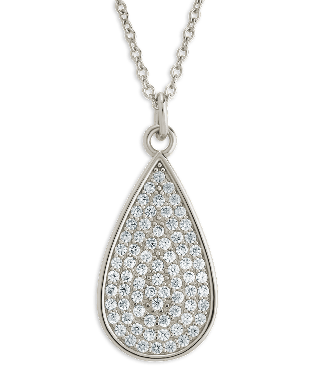 Pave CZ Tear Drop Pendant