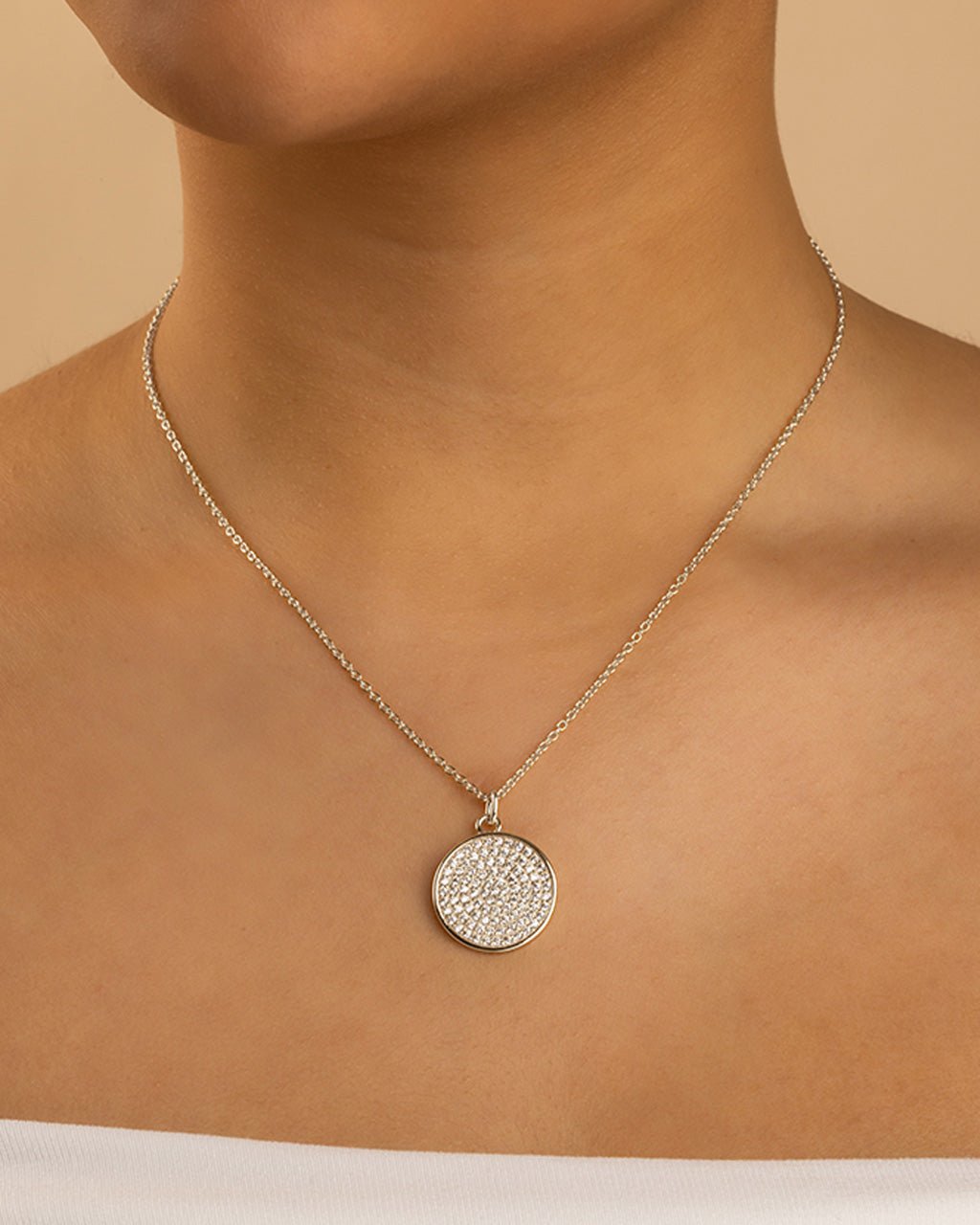 Pave CZ Circle Pendant