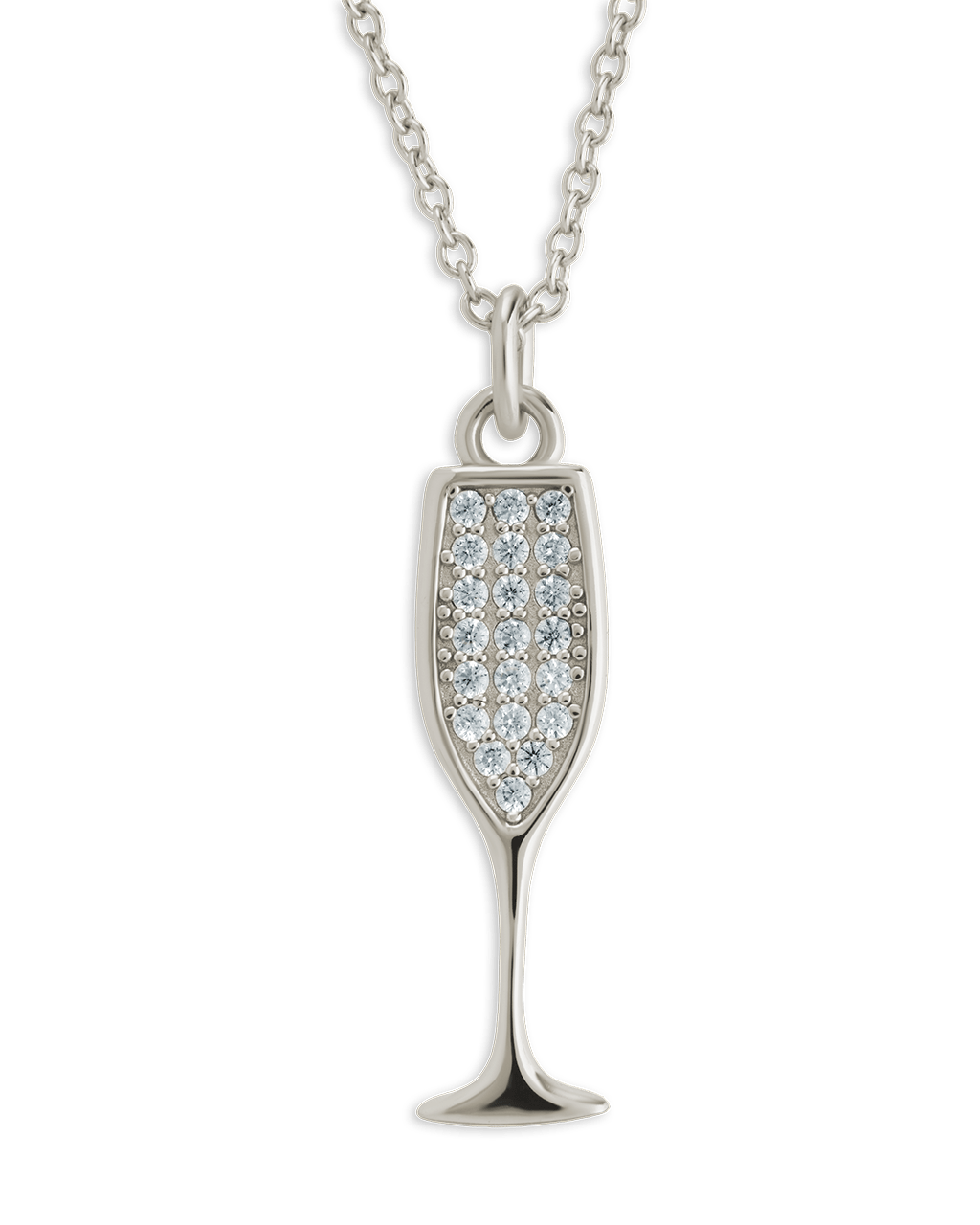 Pave CZ Champagne Flute Pendant