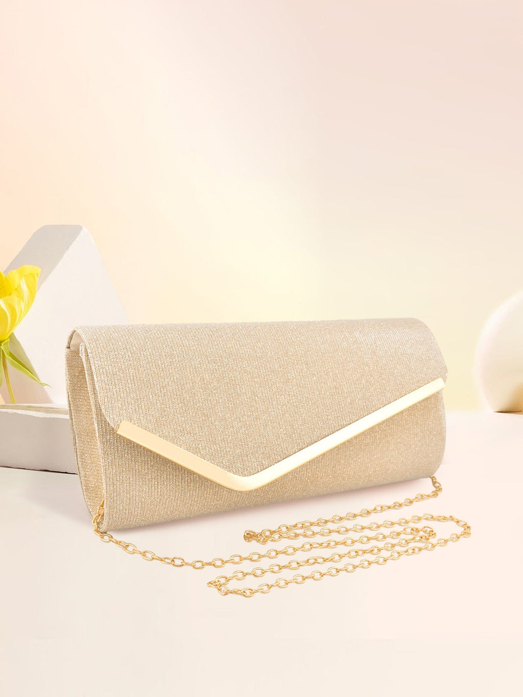 Women's three-fold bag with colorful glitter