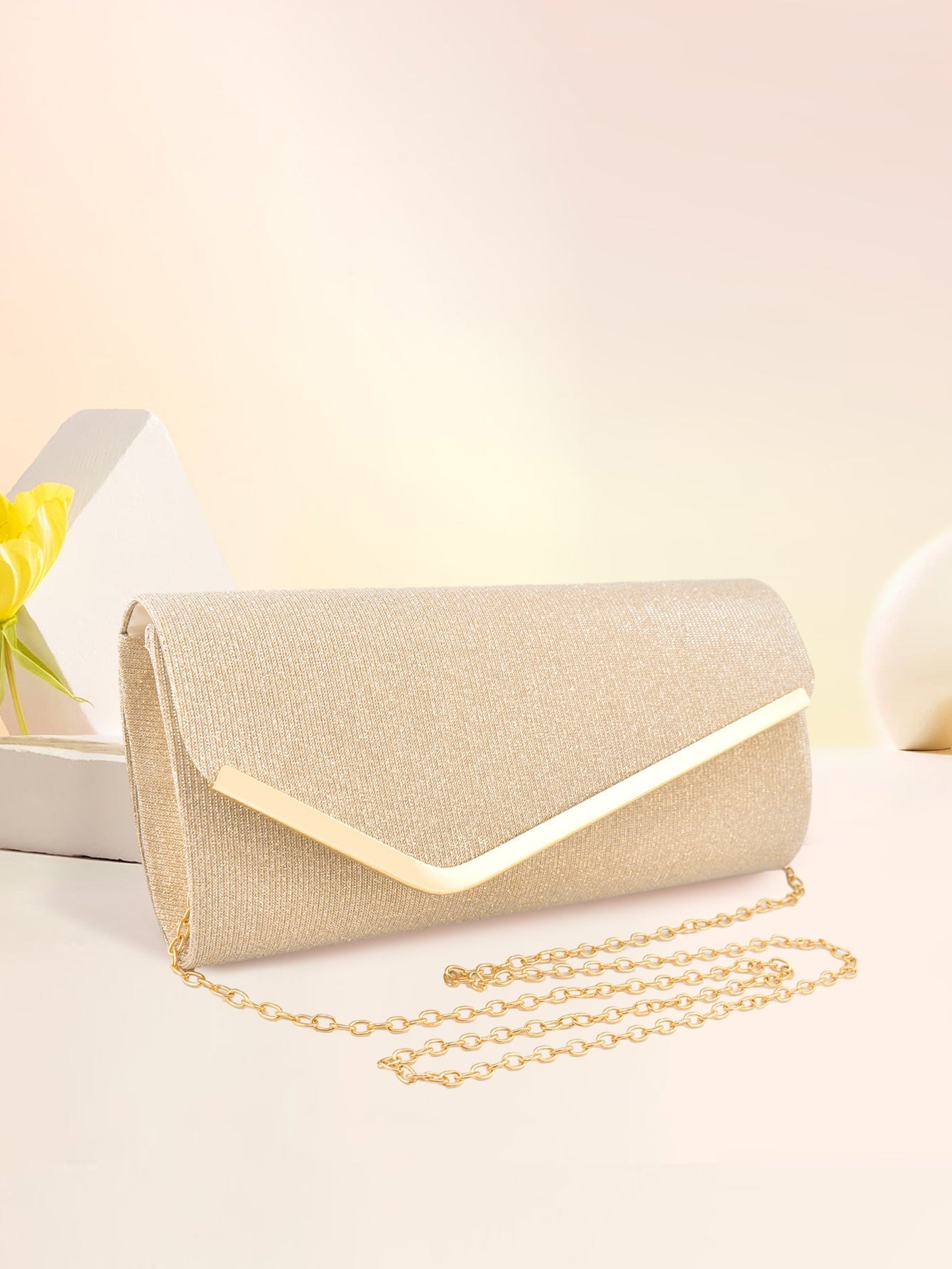 Women's three-fold bag with colorful glitter