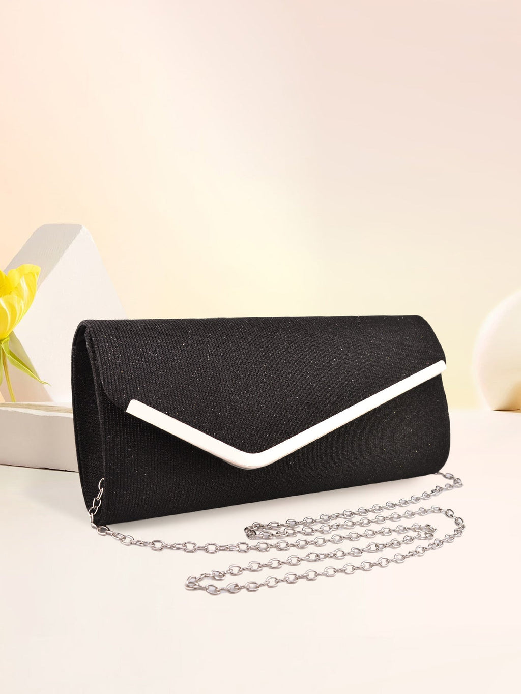 Women's three-fold bag with colorful glitter