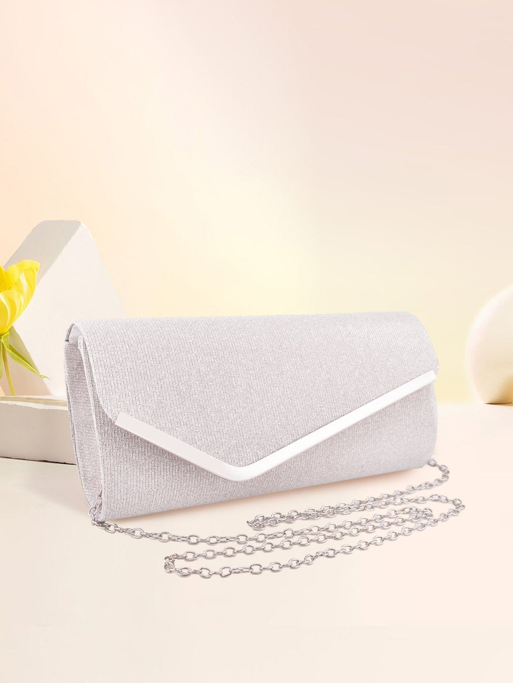 Women's three-fold bag with colorful glitter