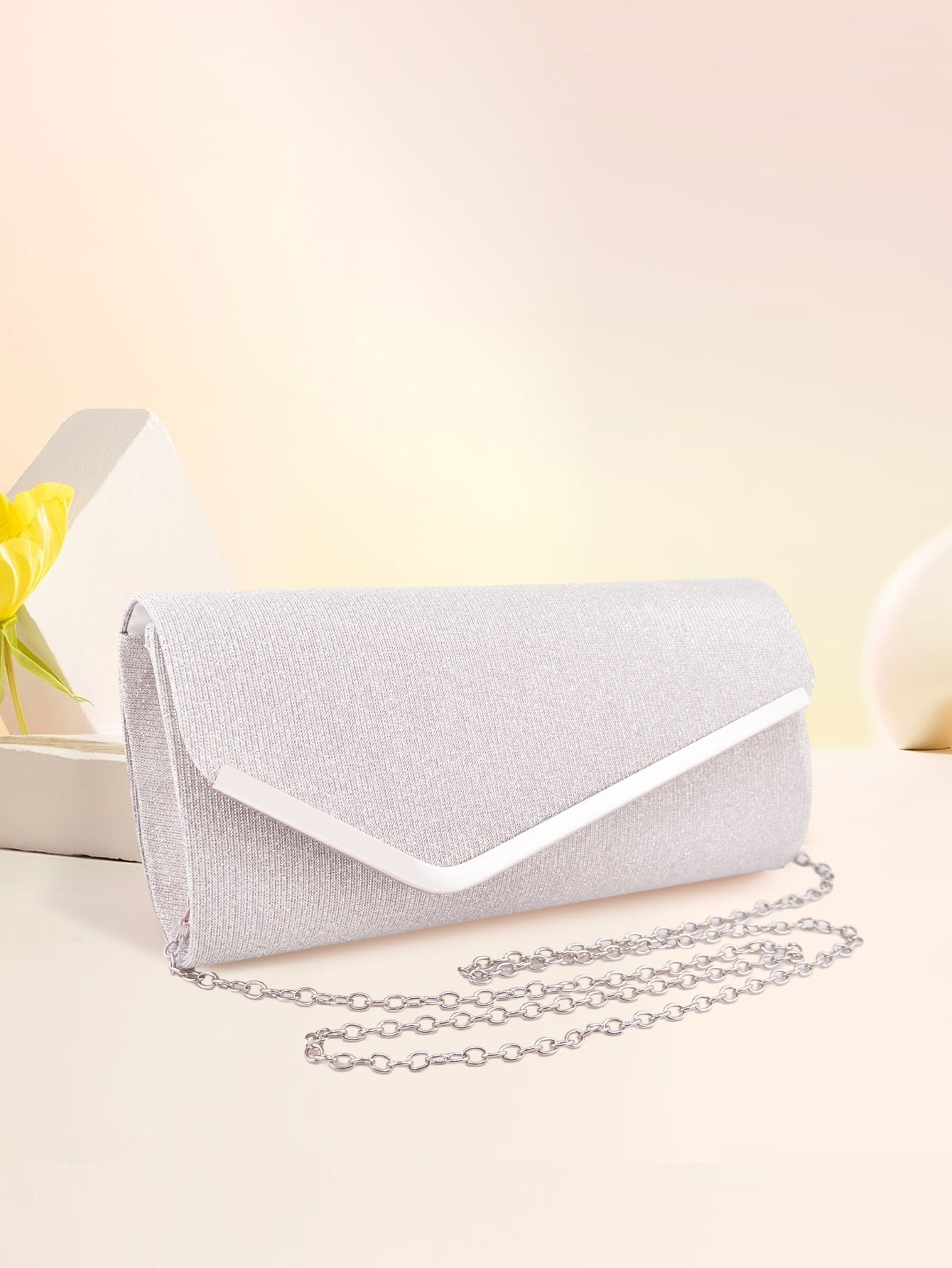 Women's three-fold bag with colorful glitter
