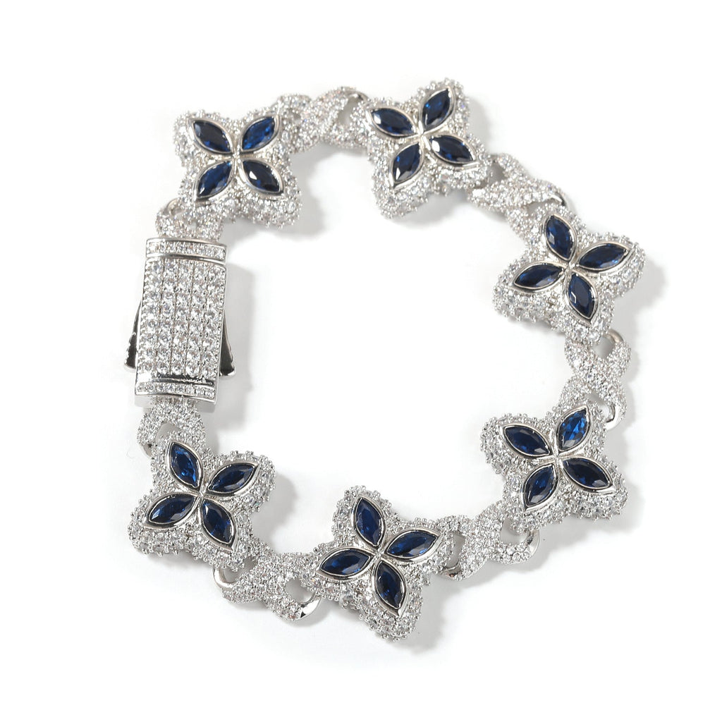 Hip-hop zircon colored infinite four-leaf clover bracelet