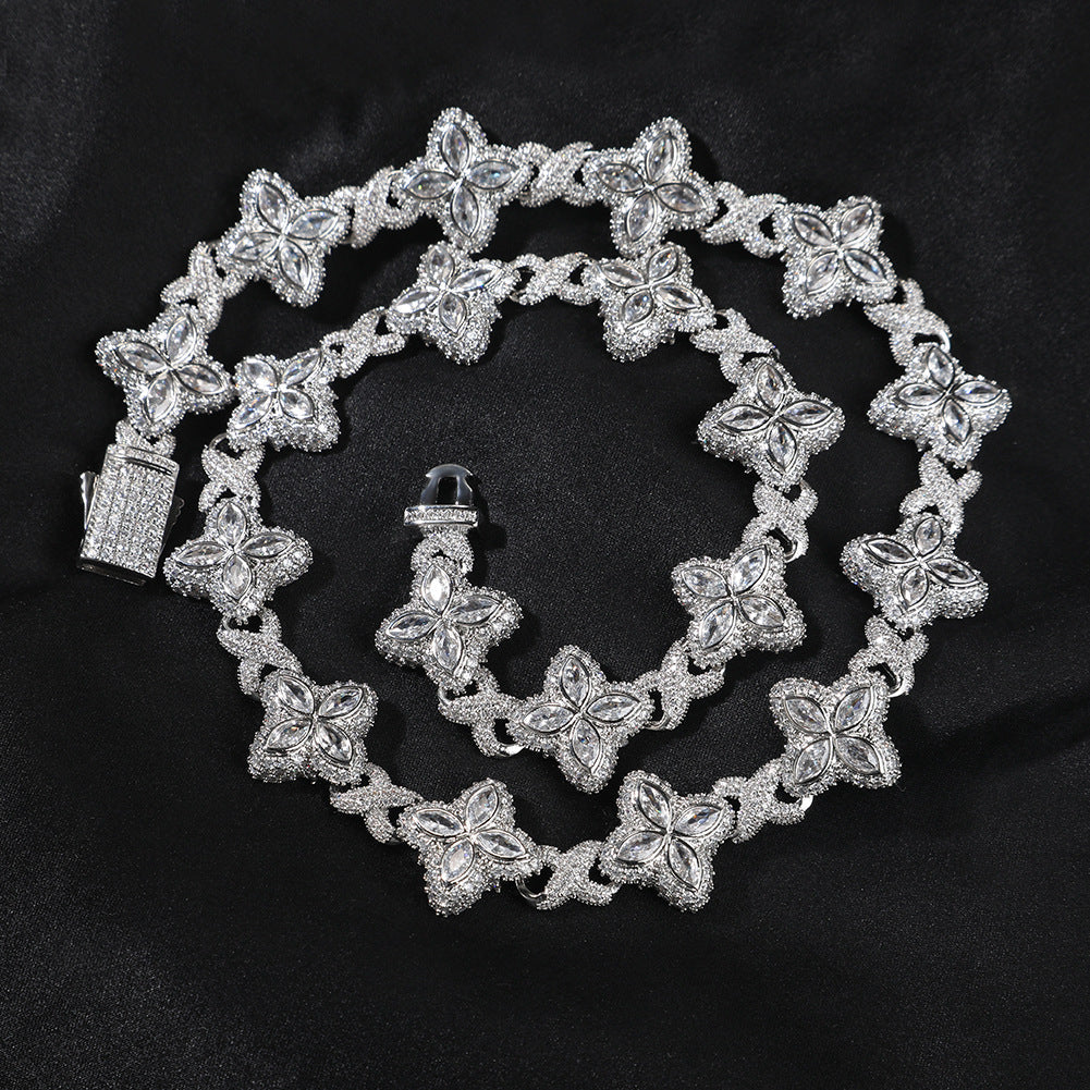 Hip-hop zircon colored infinite four-leaf clover bracelet