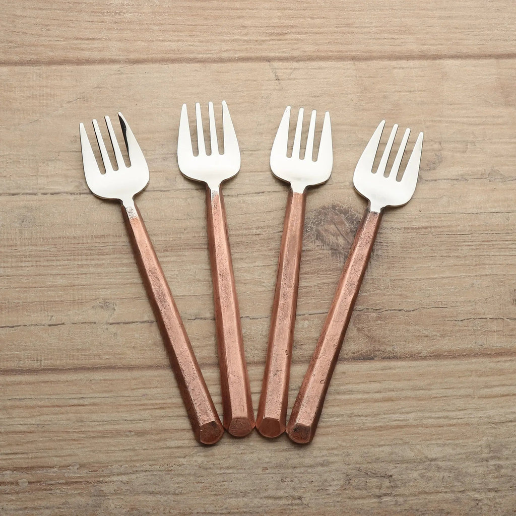 PLATEAU COPPER PASTRY/DESERT FORKS 4 PC. SET