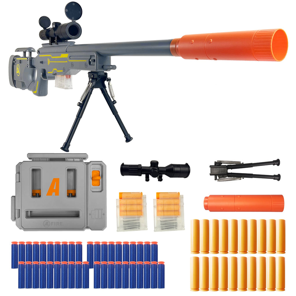 AWM Tactical Sniper Blaster – Foldable Stock Foam Dart Rifle for Backyard Battles