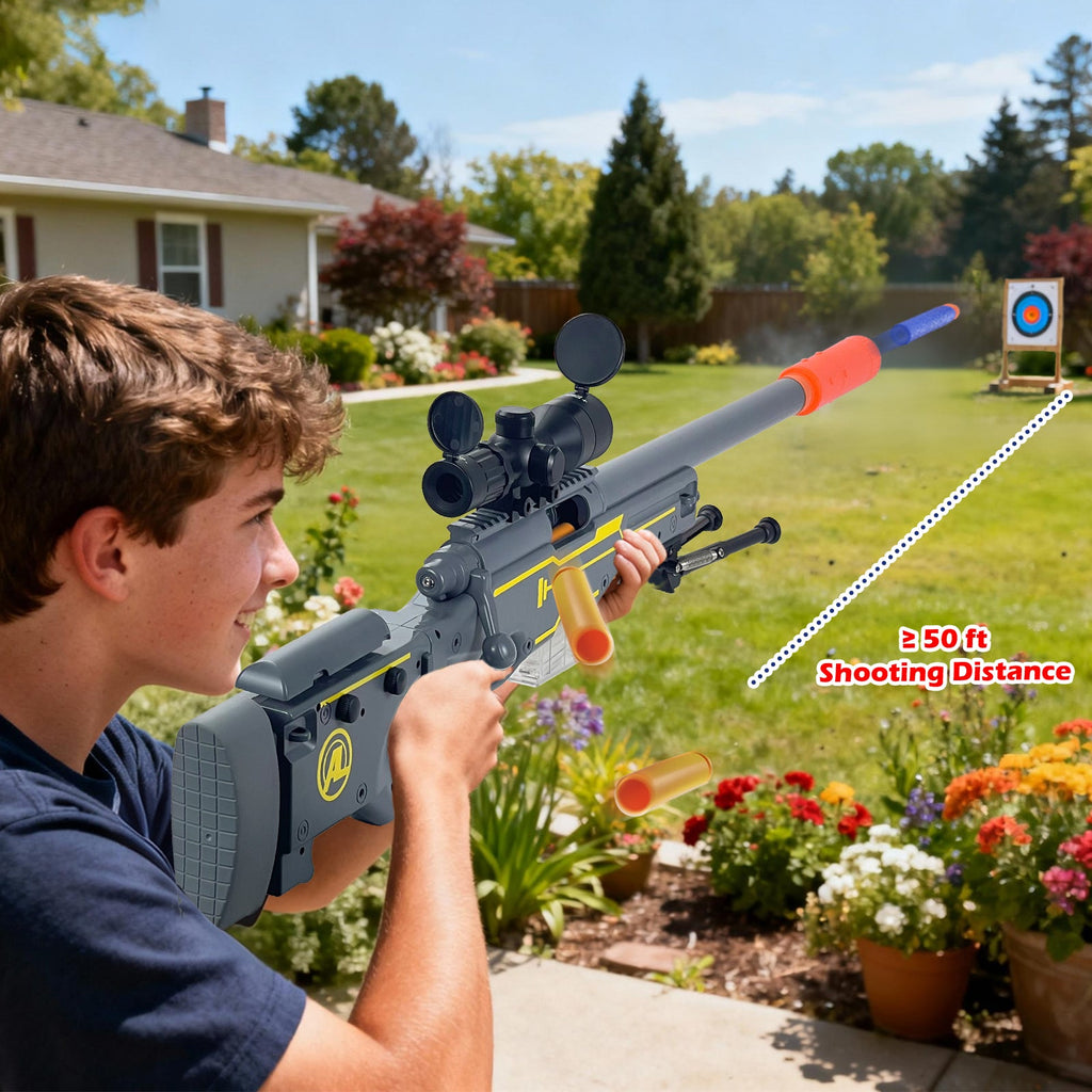 AWM Tactical Sniper Blaster – Foldable Stock Foam Dart Rifle for Backyard Battles