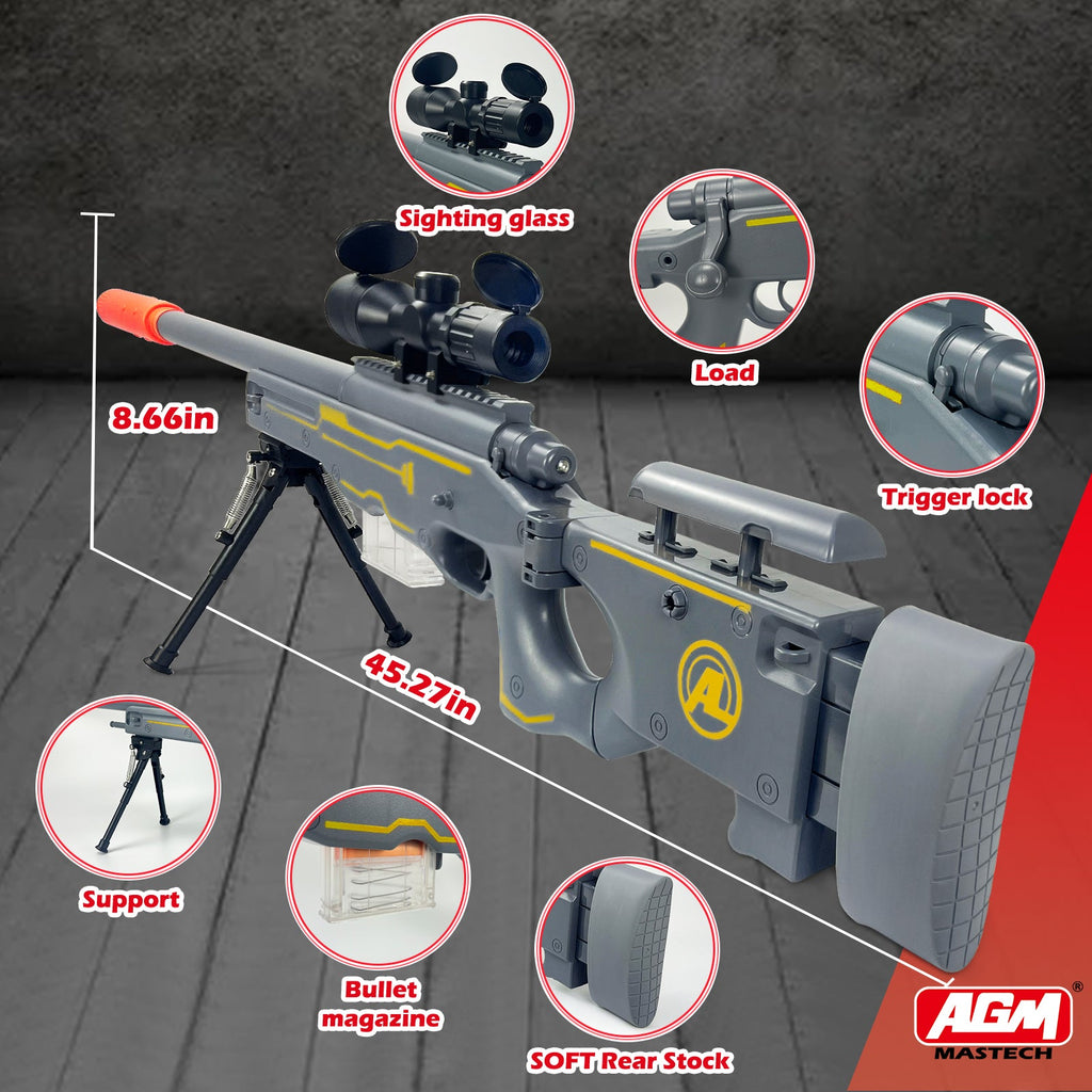 AWM Tactical Sniper Blaster – Foldable Stock Foam Dart Rifle for Backyard Battles