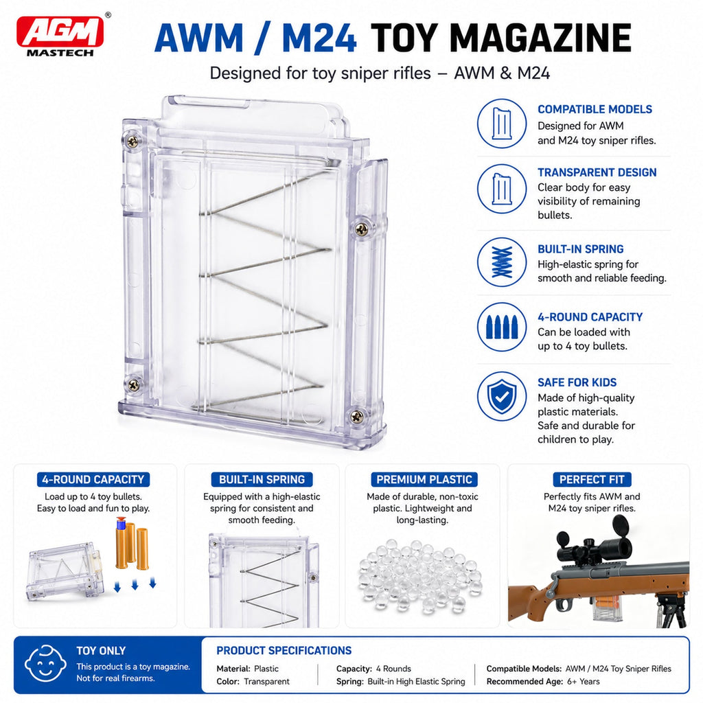 Transparent Magazine (2-Pack) for WAM & M24 Foam Dart Blasters