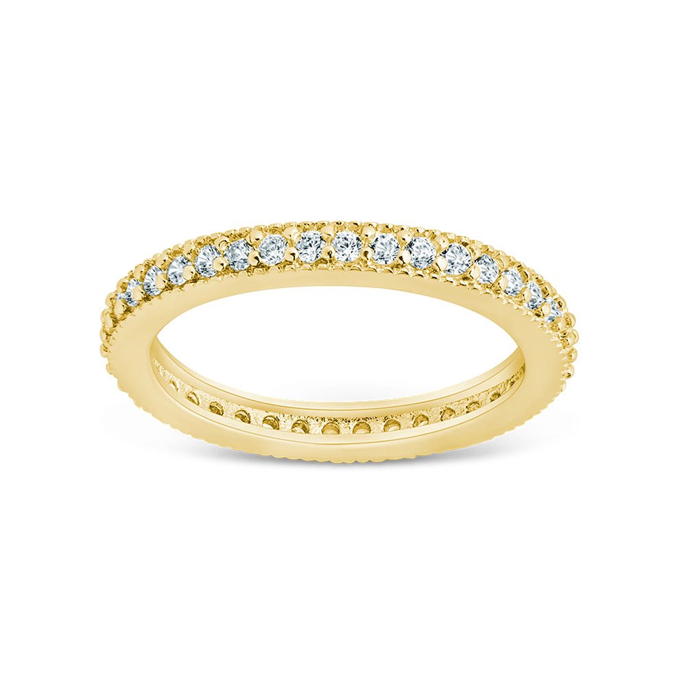 Sterling Silver 2.5mm Thin CZ Band Ring
