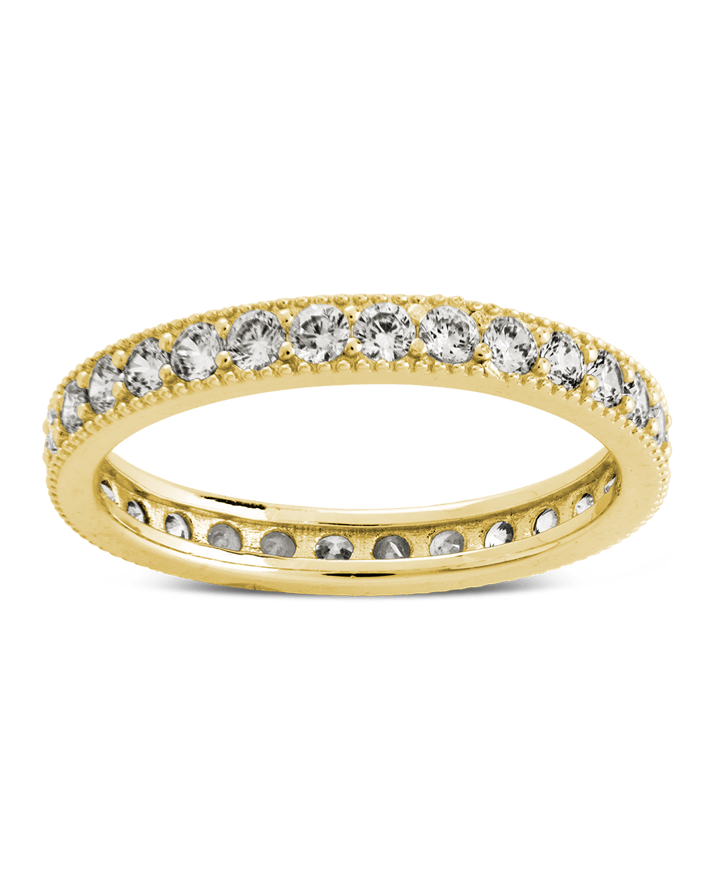 Sterling Silver 3mm Thin CZ Band Ring