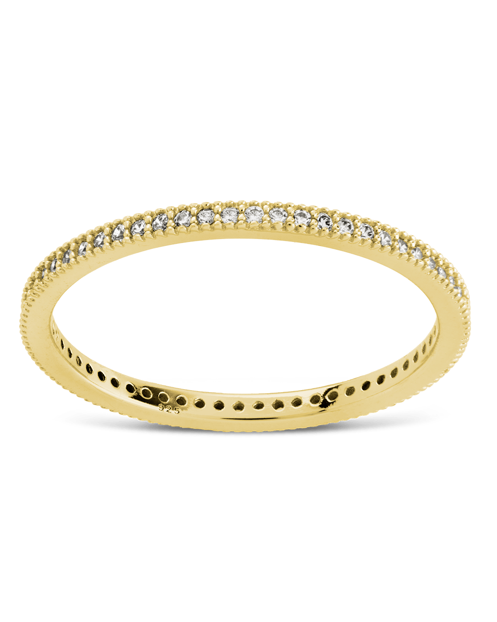 Sterling Silver 1.5mm Thin CZ Band Ring