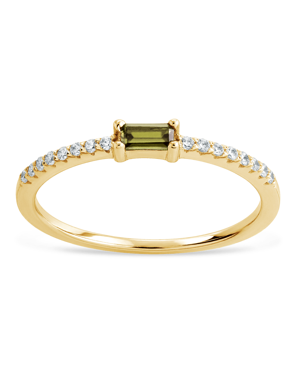 Sterling Silver Thin Peridot CZ Stacking Birthstone Ring