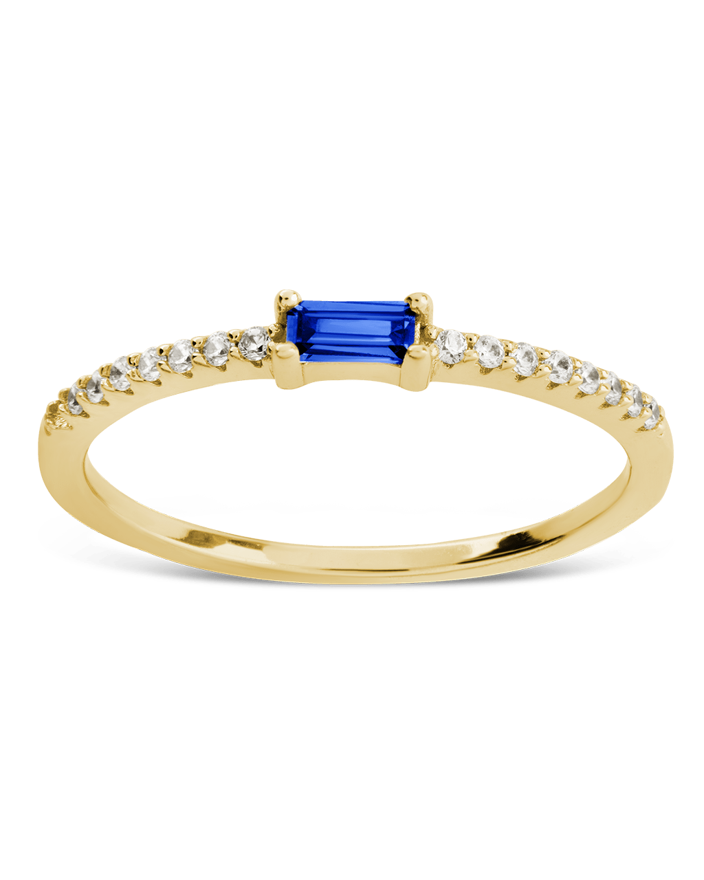 Sterling Silver Thin Sapphire CZ Stacking Birthstone Ring