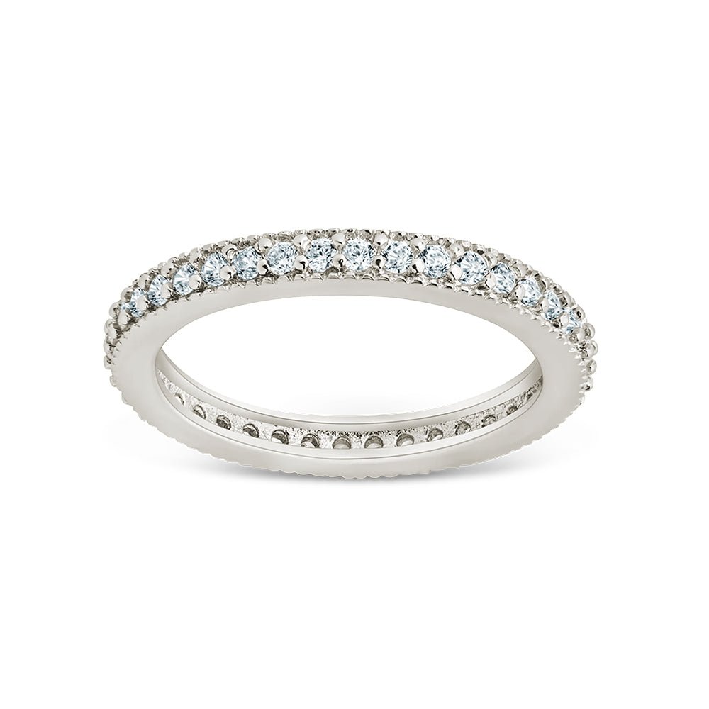 Sterling Silver 2.5mm Thin CZ Band Ring