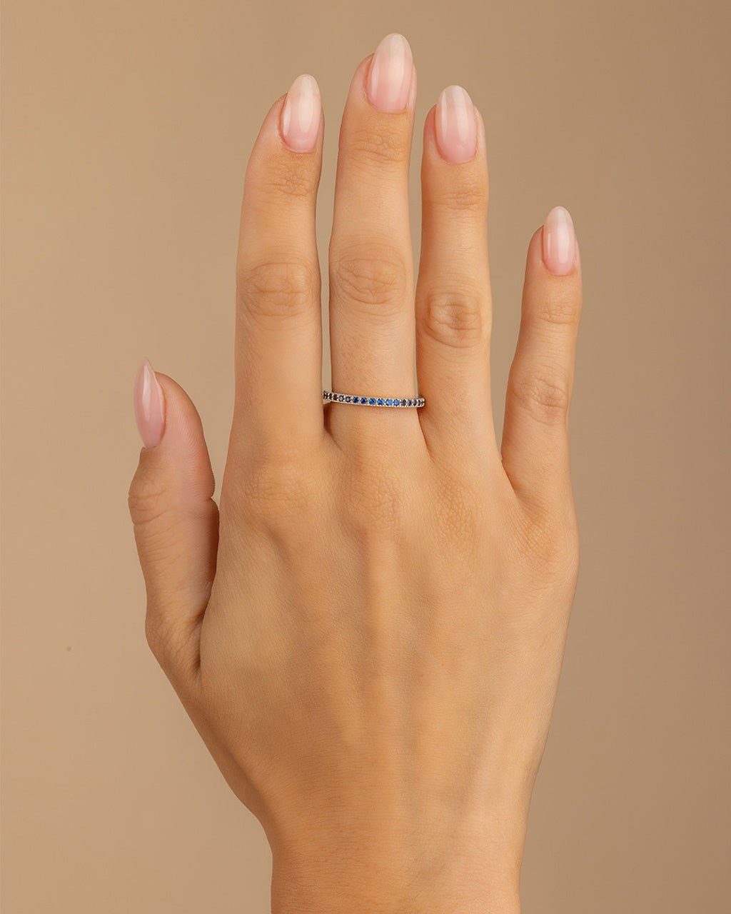 Sterling Silver 2.5mm Thin Sapphire CZ Band Ring
