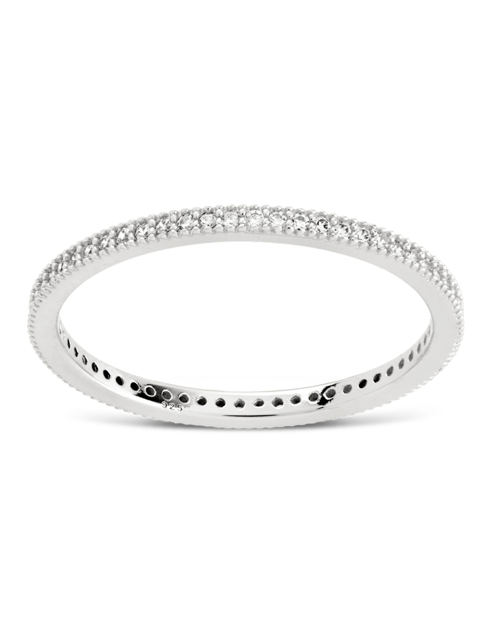 Sterling Silver 1.5mm Thin CZ Band Ring