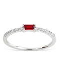 Sterling Silver Thin Garnet CZ Stacking Birthstone Ring