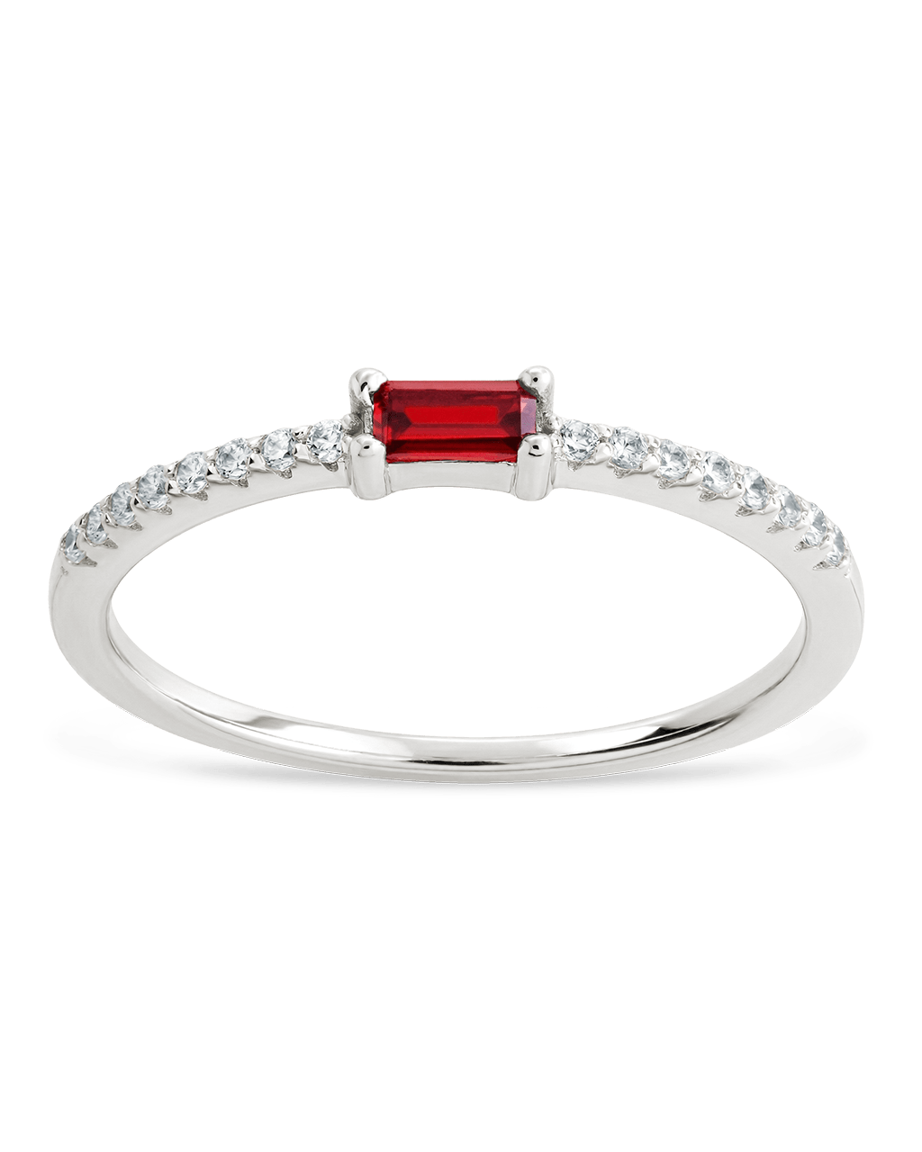 Sterling Silver Thin Garnet CZ Stacking Birthstone Ring