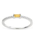 Sterling Silver Thin Citrine CZ Stacking Birthstone Ring