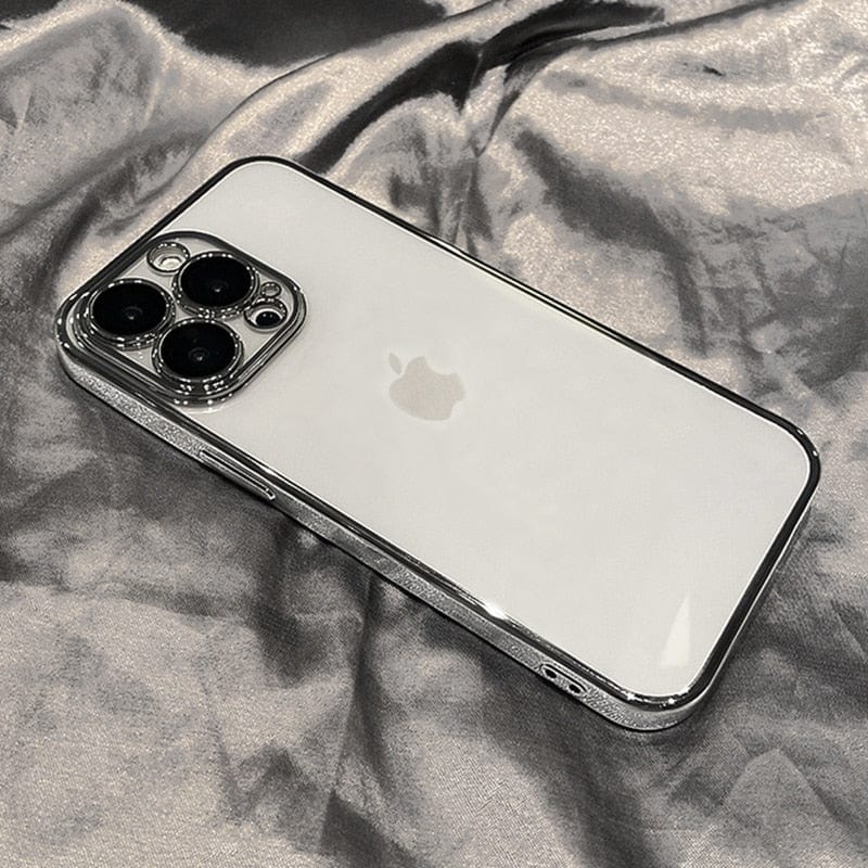 Luxury Plating Square Frame Clear iPhone Case