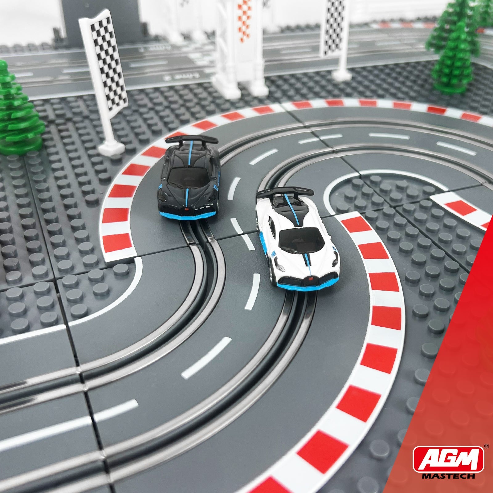 Slot Cars Race Track Sets, with 2 tracks 2 controllers 2 cars, Adjustable Speed, Block Building Slot Car Race Set,Christmas present， Toys Gifts